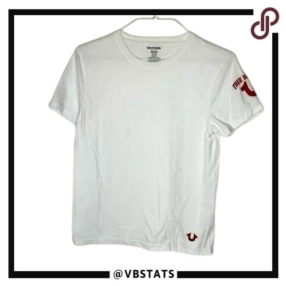 True Religion Medium Short Sleeve T-Shirt With Iconic Sleeve Logo - Picture 1 of 6
